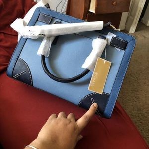 Michael kors blue leather handbag